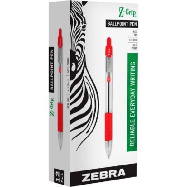 Zebra Pen Zebra Z-Grip Ballpoint Retractable Pen, 1.0mm, Red Ink, Dozen 22230